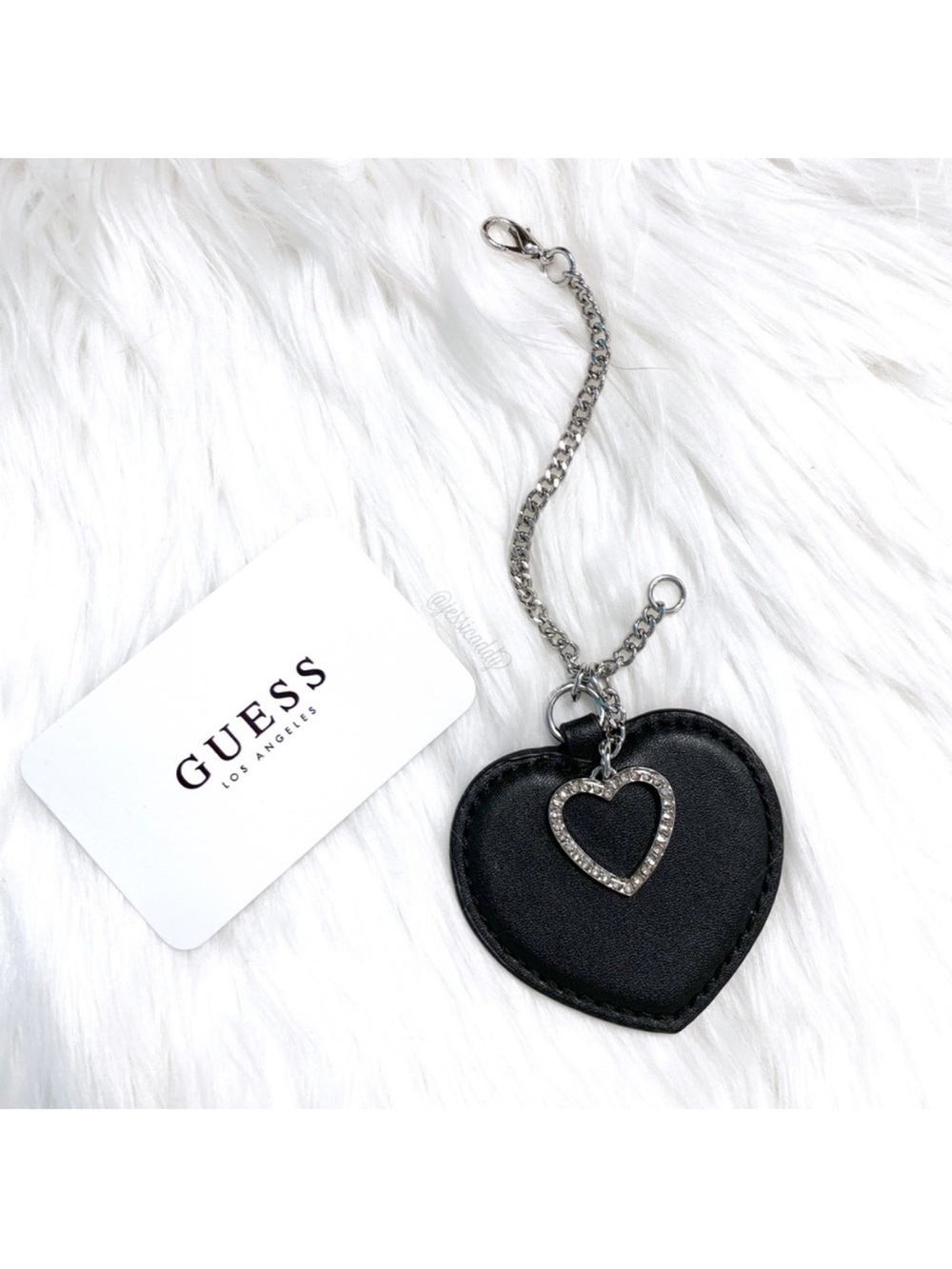 Guess Black Heart Bag Charm